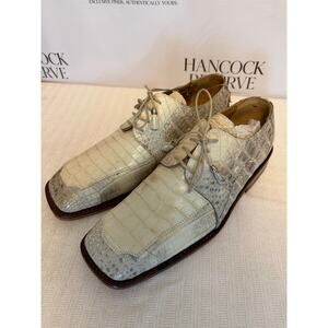 Slick Exotica Cary Genuine Crocodile Dress Shoes Men’s 9.5 Natural Bone Lace-Up